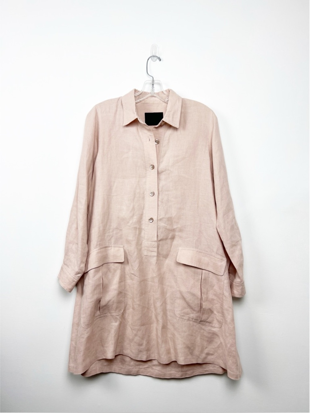 No 6 Store Light Dusty Blush Button-Front Linen Tunic Dress 1